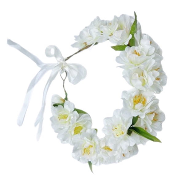 Elegant White Artificial Flower Crown for Brides and Bridesmaids