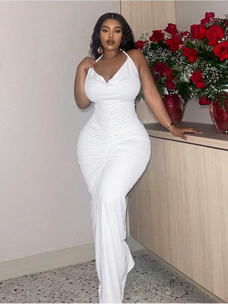 plus size white halter dress Halter Neck Plus Size Wedding Dresses