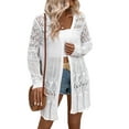 thumbnail image 1 of Elegant White Cardigan with Crochet Details and Hollow Out Design - [ZhiHiMeRi] | (US 8-10)M, 1 of 8