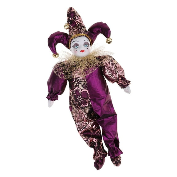 Elegant White Ceramic Clown Doll Figurine Desktop Ornament with Poseable Arm Legs Home Decors For Adult Collector