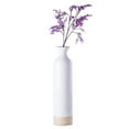 thumbnail image 1 of Elegant White Cylinder Shaped Tall Spun Bamboo Floor Vases, Embellished with a Glossy Lacquer and Enhanced with Natural Bamboo Finish - Stylish Home Decor, Heights of 31 Inches, 1 of 7