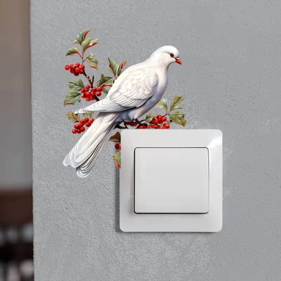 Elegant White Dove Wall Sticker - Decorative Branch Design for Switches, Cabinets, Doors, and Windows