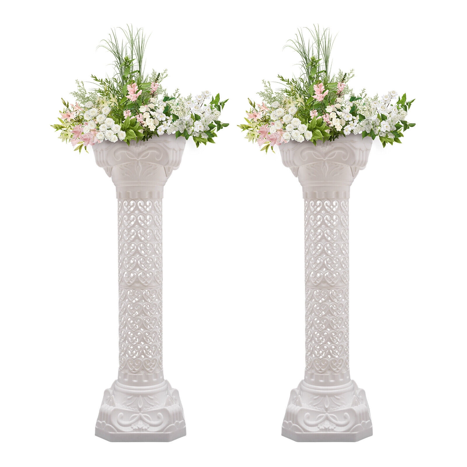 Elegant White Flower Stand European Style Wedding Decor Roman Column 2