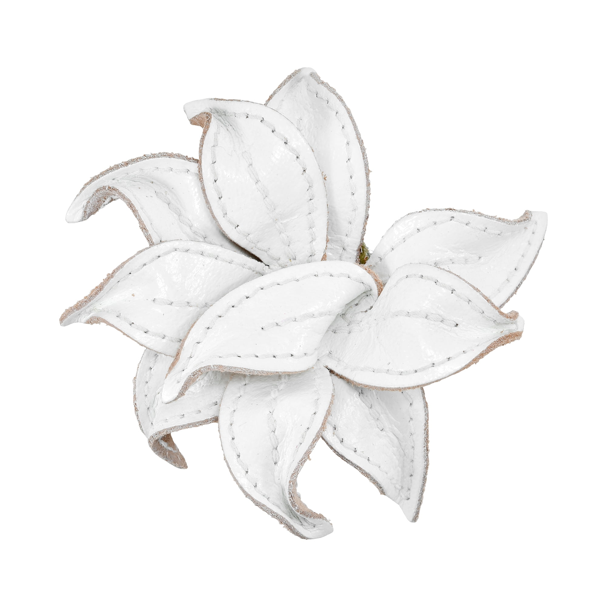 Elegant White Genuine Leather Lily 2 in 1 Multi-Wear Brooch Pin or Hair Clip