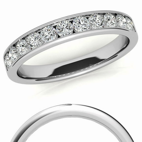 Elegant White Gold Plated Channel Set Moissanite Ring Designed for Women