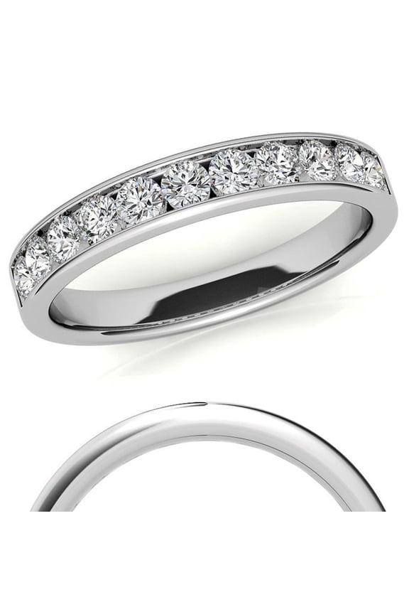 Elegant White Gold Plated Channel Set Moissanite Ring Designed for Women