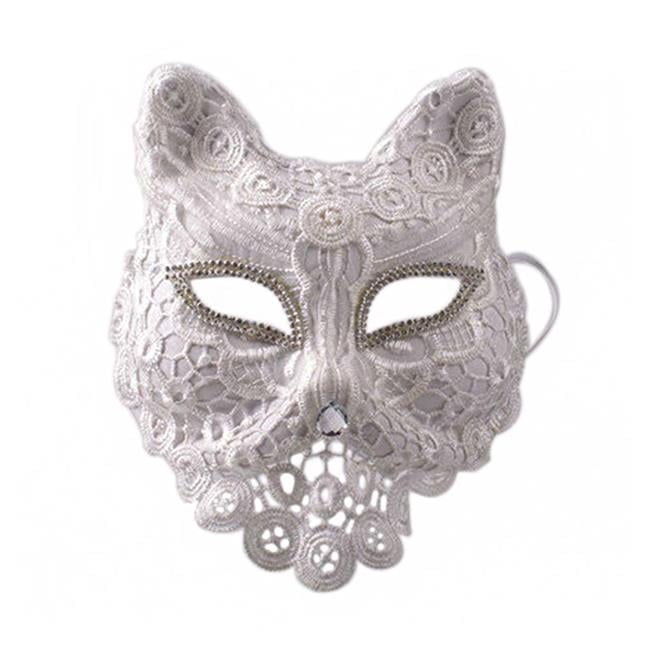 Elegant White Lace Fox Masquerades Mask Mardi Gras Deecorations Masks ...