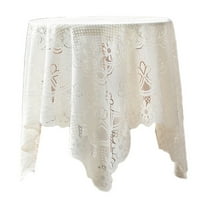 Elegant White Lace Jacquard Small Square Tablecloth for End Side Coffee Table Cover Home Decoration Fit 36 inch Dia Round Table