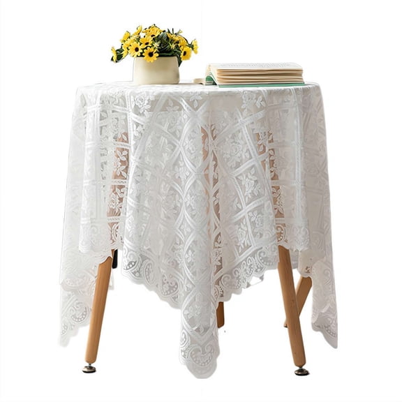 Elegant White Lace Tablecloth, Boho Chic Side Table Cover for Coffee Tables, Rustic Event Decor, Photography Background