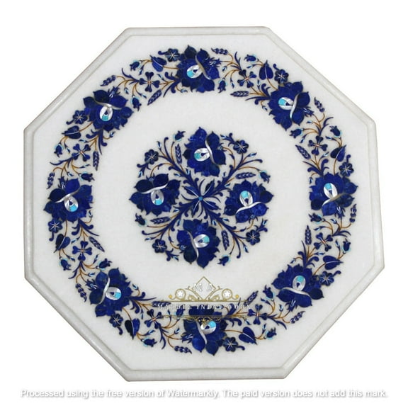 Elegant White Marble Inlay Table Top – Perfect for Side, End, or Coffee Tables & New Home Gifts-18 Inch