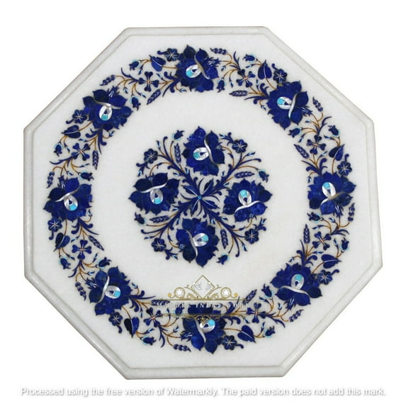Elegant White Marble Inlay Table Top – Perfect for Side, End, or Coffee Tables & New Home Gifts-30 Inch