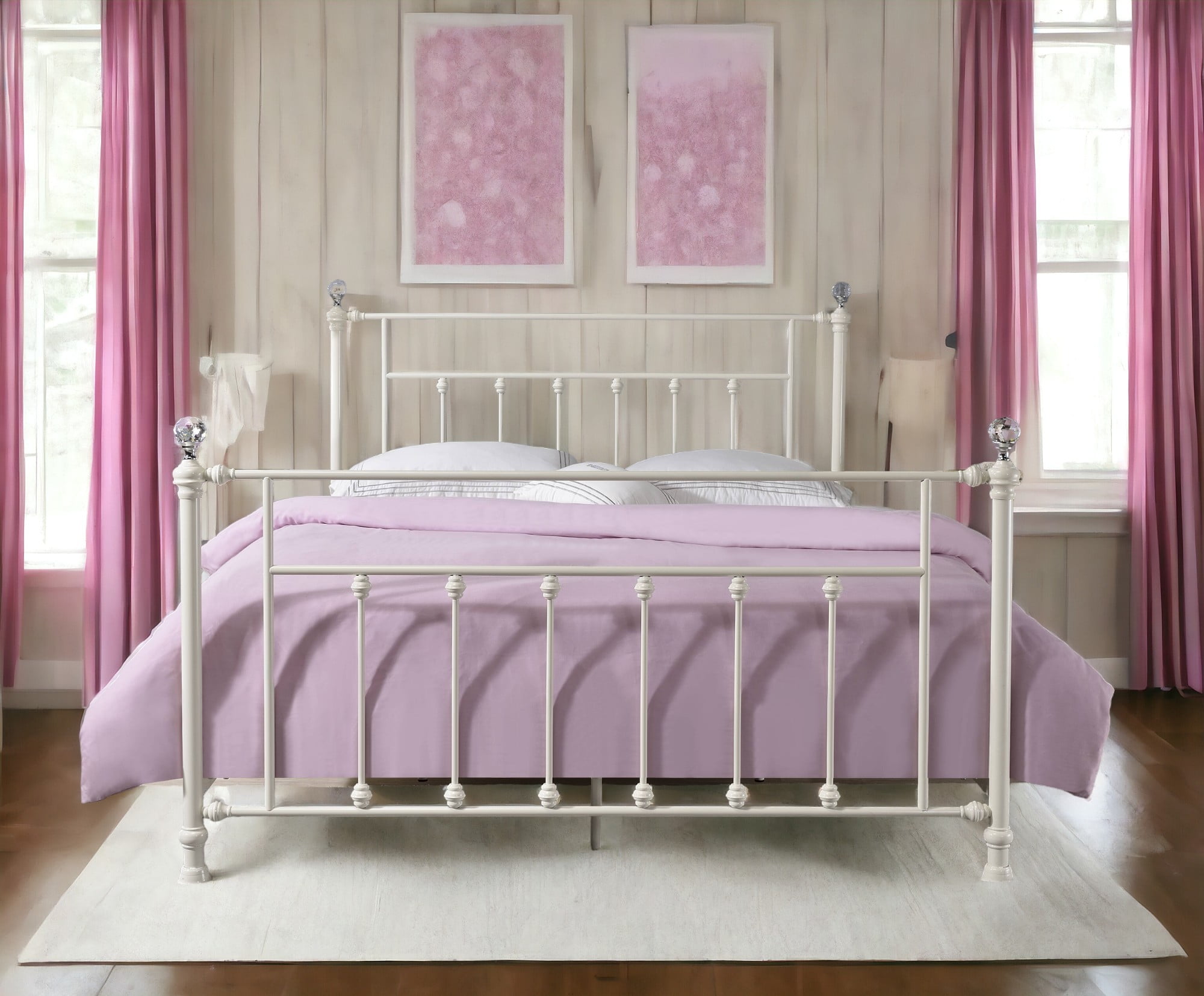 Elegant White Metal Queen Bed Frame Pictures