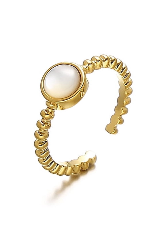 Elegant White Mother of Pearl Shell Ring 18K Gold Plating Jewellery