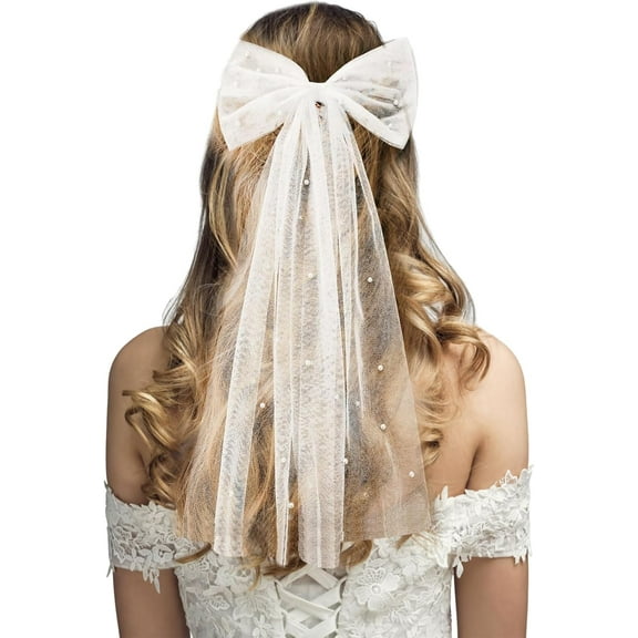 Elegant White Pearl Bridal Bow Hair Clip - Perfect Wedding Veil With Barrette For Special Occasions