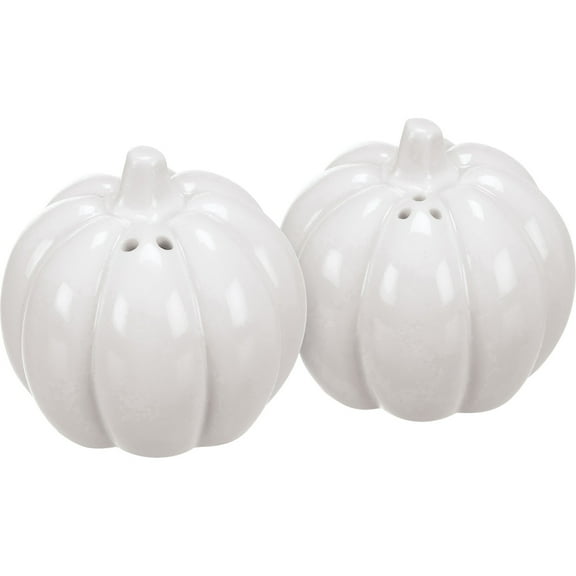 Elegant White Pumpkins Fall Thanksgiving Salt and Pepper Shakers Stoneware