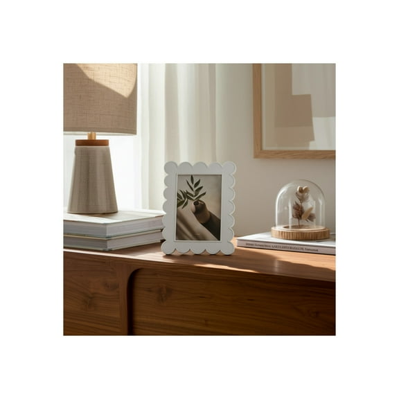 Elegant White Resin Picture Frame with Glass Cover - Casual Home Style for Desktop or Wall Mount - Perfect for Home, Office, Bedroom, or Living Room Decor - 8" White