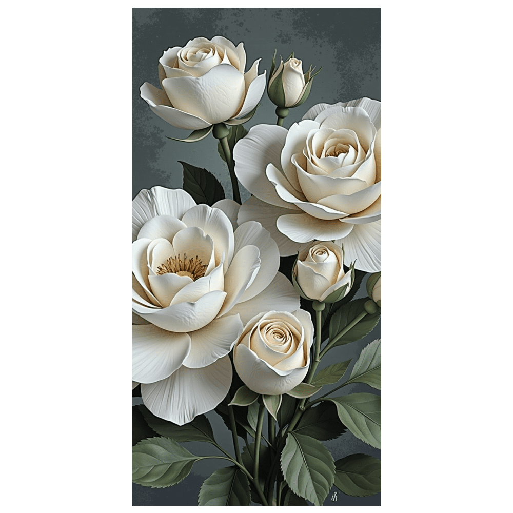 Elegant White Rose Design Background Backdrop Banner Party Decorations ...