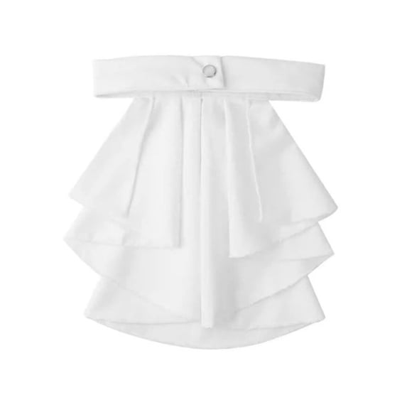 Elegant White Ruffle Jabot Necktie Victorian Medieval Vintage Detachable Faux Collar for Renaissances Costume Parties