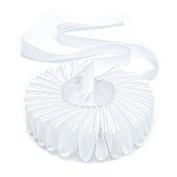 Elegant White Ruffled Dog Cats Collar Adjustable Medieval Royal Pet Costume Accessories for Halloween Photo Shoot