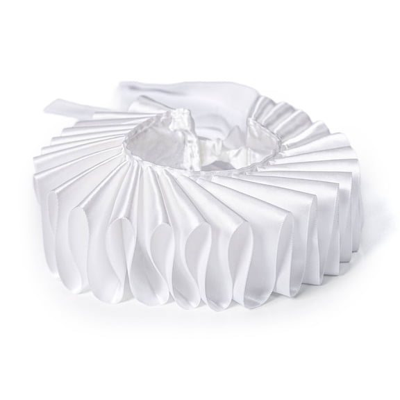 Elegant White Ruffled Dog Cats Collar Adjustable Medieval Royal Pet Costume Accessories for Halloween Photo