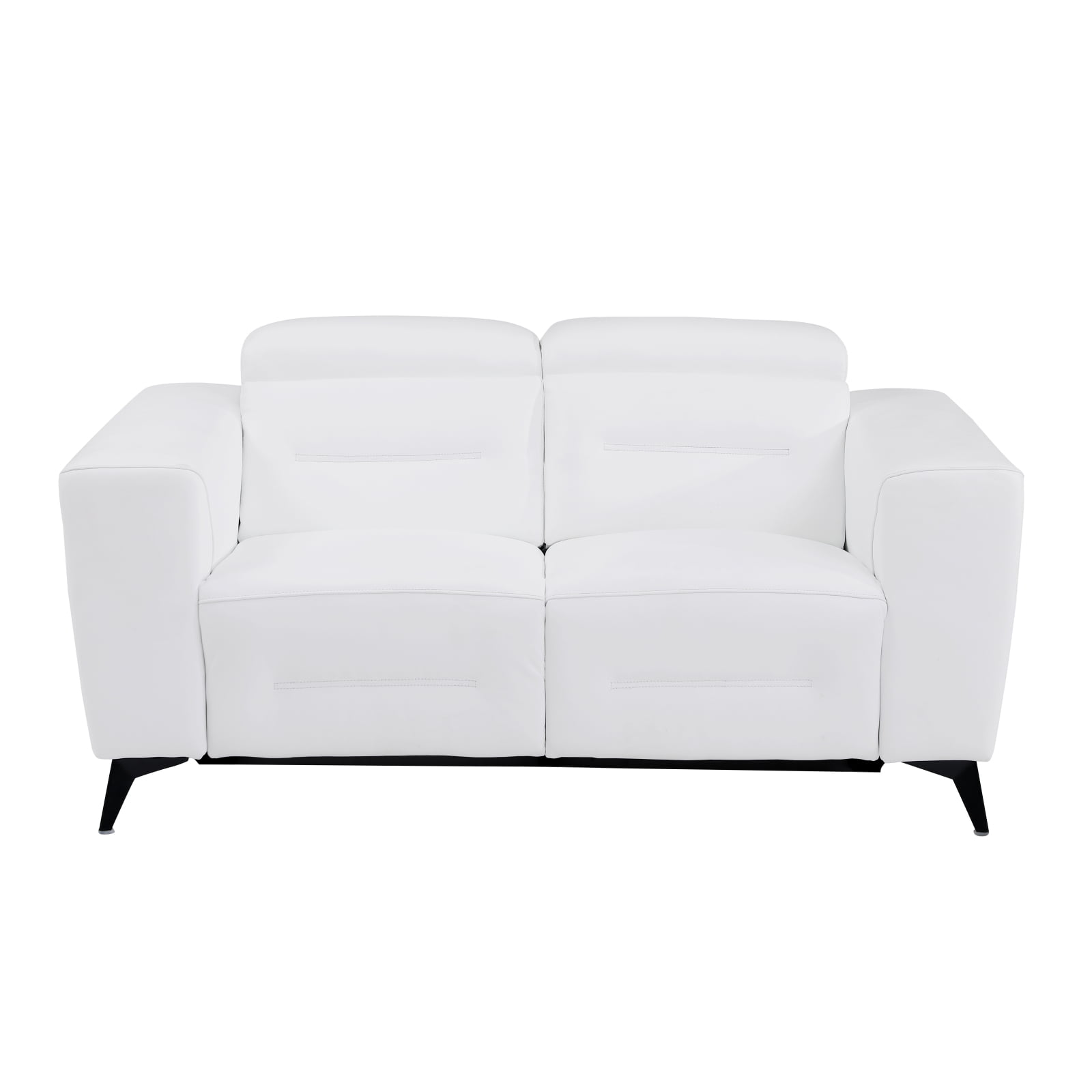 Elegant White Top Grain Italian Leather Loveseat Power Recliner, Kiln