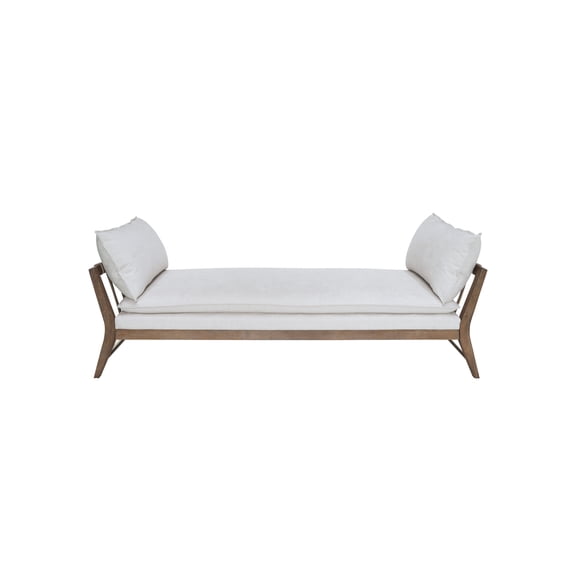 Elegant White Upholstered Daybed with Leather Straps: All Hardwood Frame, Dacron-Wrapped Cushion, 1.8 Density Foam - 35"x85"x23.5" - Perfect for Living Rooms & Lounges