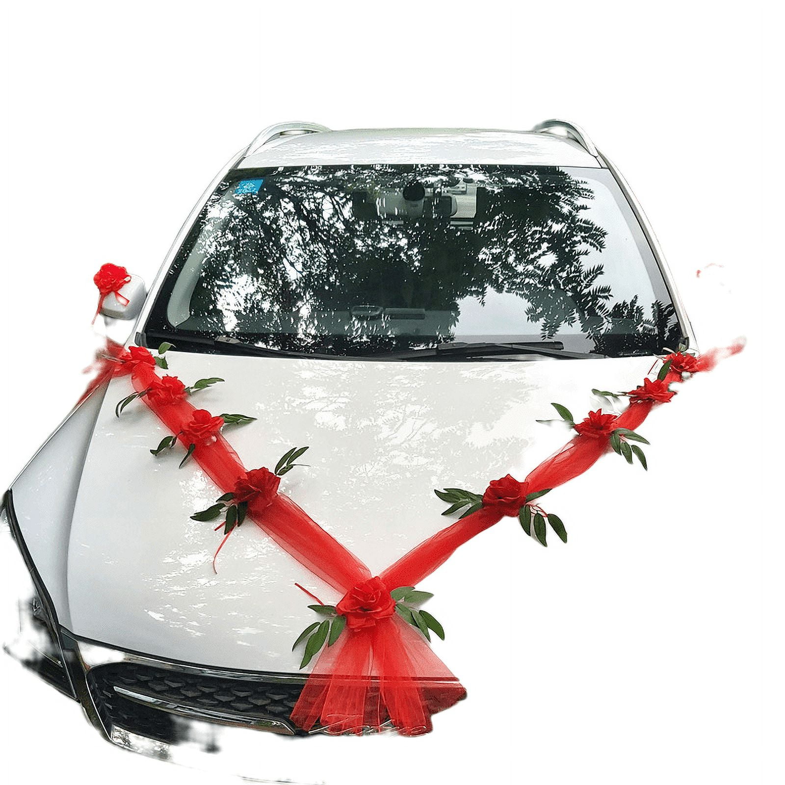 Elegant White Wedding Car Decoration Set Europeanstyle Design with