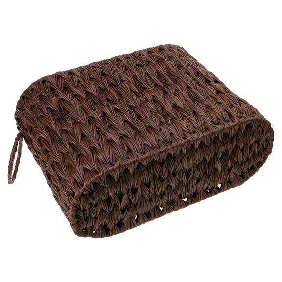 Elegant Wicker Toilet Paper Storage Basket with Lid Narrow Bathroom Organizers for 6 to 9 Rollsl Portable for Closet