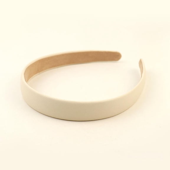 Elegant Wide Brim PU Leather Hairband Stylish Creamy White Headband For Women Girls Fashion Accessory Barrettes Hair Clips