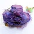 thumbnail image 1 of Elegant Wide Brim Sun Hat for Women with Floral Organza Trim - Perfect for Weddings, Tea Parties, and Outdoor Events, 1 of 2