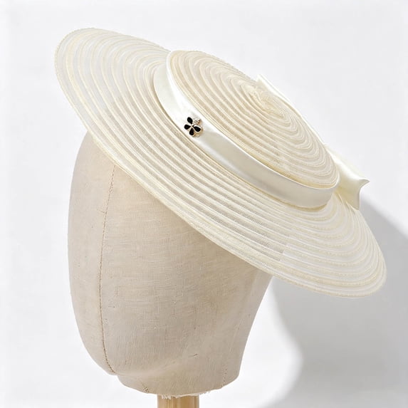Elegant Wide Brim Sun Hat with Mesh Bow Face Design for Summer Sheer Style Adjustable Headband Beach Travel Accessory