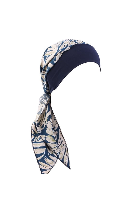 Elegant Wide Turban Caps for Women Vintage Print Chemo Headwear Bandanas Hat Muslims Women Casual Headscarf Hat