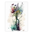 thumbnail image 1 of Elegant Wildflower Bouquet in Glass Bottle Vase Watercolour Painting Red Purple Blue Spring Flower Blooms Large Wall Art Poster Print Thick Paper 18X24 Inch, 1 of 5