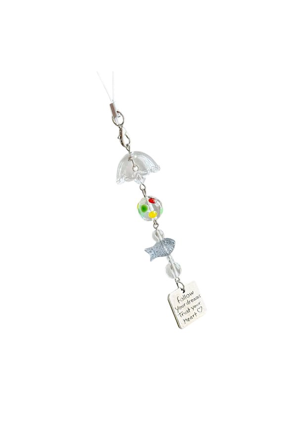 Elegant Wind Chime Design Phone Strap Acrylic Bead Keychain Phone Adornment