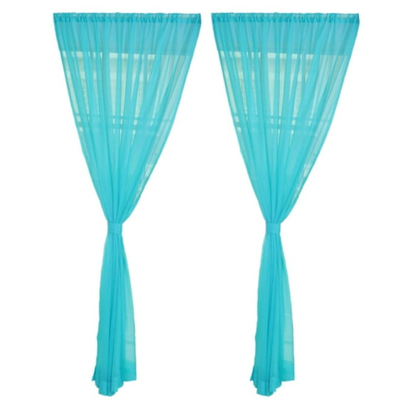 Elegant Window Voile Curtain - 2 Panel - Extra Wide Curtains for Sliding Blue - 200x200cm