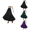 thumbnail image 1 of Elegant Winter Floral Velvet Maxi Skirt, Flared Hem, Soft Textured Fabric, Women's High Waist, Vintage A-Line, Party Skirt, 1 of 6