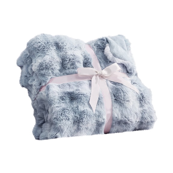 Elegant Winter Reversible Faux Rabbit Fur Blanket,Winter Throws For Couch,Soft Cozy Faux Fur Fleece Blanket,Plush Throw Blankets For Women,Soft Fluffy Fuzzy Throw Blanket,Cute Fleece Throw,39.4"x59"