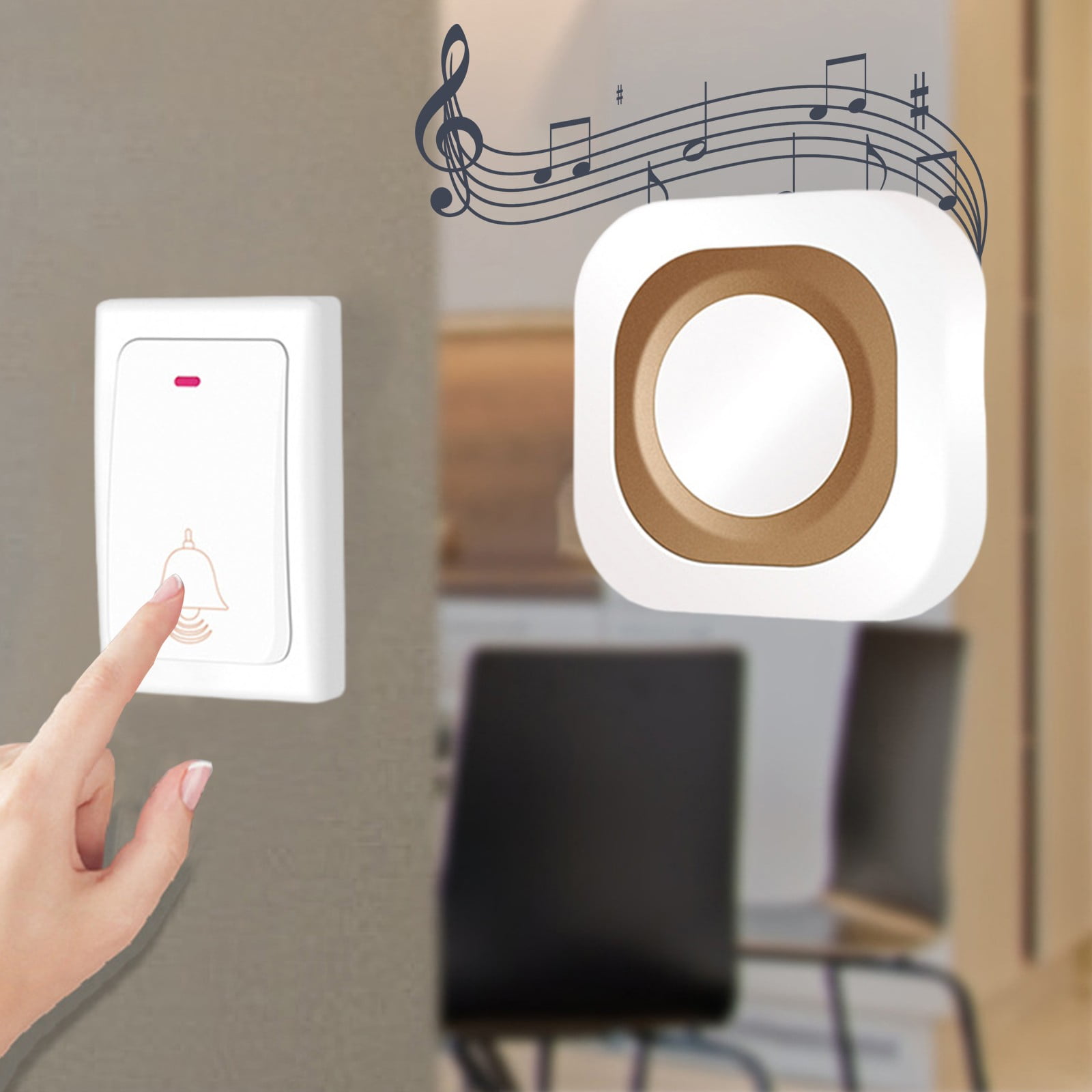 Elegant Wireless Flashing Home Doorbell SelfPowering Smart Press