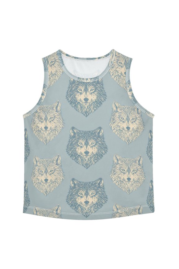 Elegant Wolf Face Pattern Vest Undershirt Tank Top Sleeveless Quick Dry M