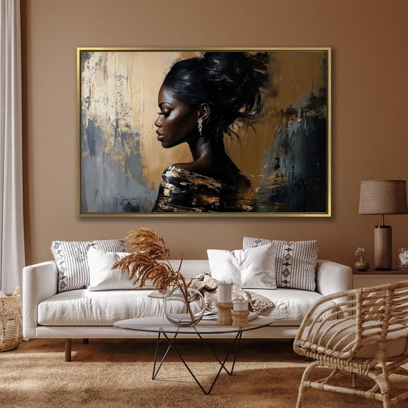 Elegant Woman Portrait Wall Art African American Beauty Poster Modern Afrocentric Wall Decor Fashion Poster Ready To Hang, Unframed Poster Size 12x18