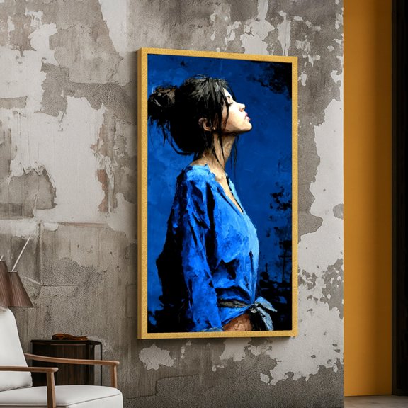 Elegant Woman Profile Portrait Dress Abstract Female Contemporary Poster , Poster Print Only