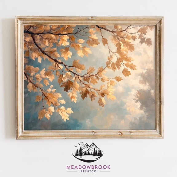 Elegant Woman Reading Library Office Decor Academia Poster Oak Tree Branches In Fall Foliage Earthy Wall Art, UNFRAMED Size 24x24