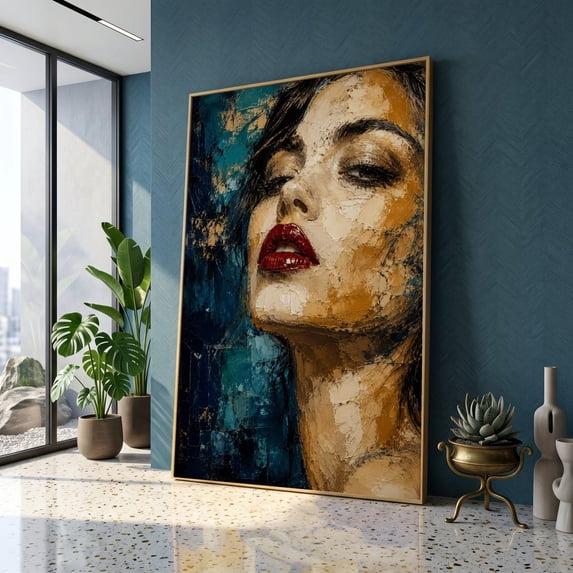 Elegant Woman Red Lips Wall Art Print, Unframed Paper Poster 16x20in ...
