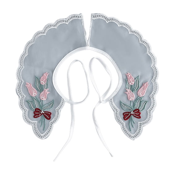 Elegant Woman Shirt Detachable Collar Breathable Lace Shawl Adjustable Rope Sweet Sweater Embroidered False Collar