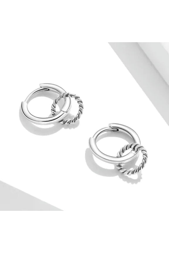 Elegant Women Jewelry 925 Silver Hoop Earring Anniversary Party Gift A Pair/set
