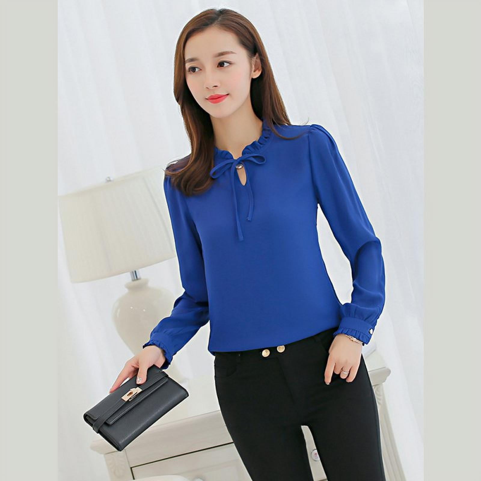 Elegant Women Long Sleeve Chiffon Shirt Tops Blouse OL Work Lady Career  Suit Top 