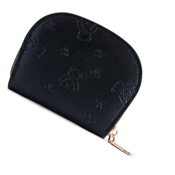 Elegant Women PU Wallet With Embossed Bows Bear Pattern Compact Card Holder Coin Purse For Easy Storage And Daily Use