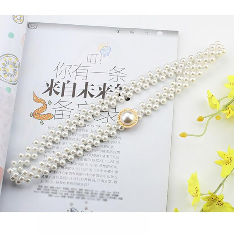 Elegant Women Pearl Waist Belt Elastic Buckle Pearl Chain  display picture 1