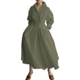 thumbnail image 1 of Elegant Women Plus Size Maxi Shirt Dress Long Sleeve Button Smocked Waist Loose Swing Long Dress with Pockets, 1 of 6