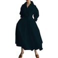 thumbnail image 1 of Elegant Women Plus Size Maxi Shirt Dress Long Sleeve Button Smocked Waist Loose Swing Long Dress with Pockets, 1 of 6